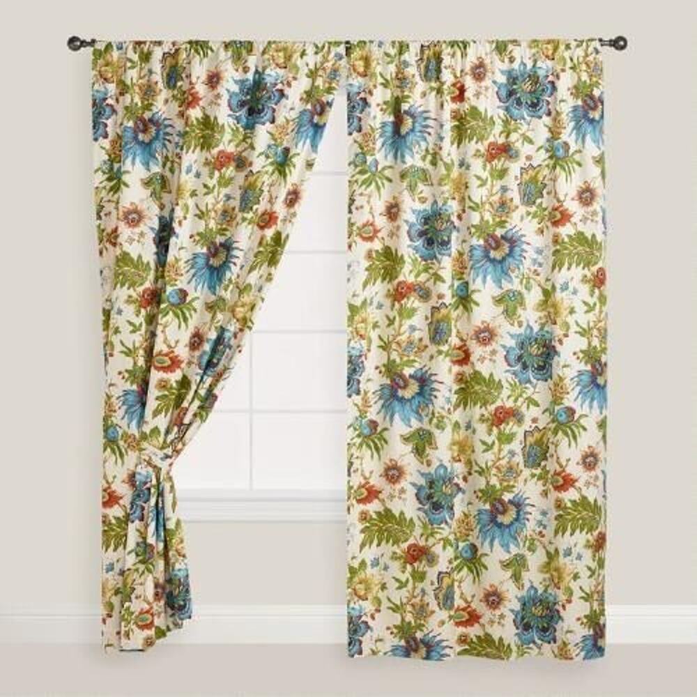 World Market Fiesta Floral Curtain Panels Set of 2 48in x 84in